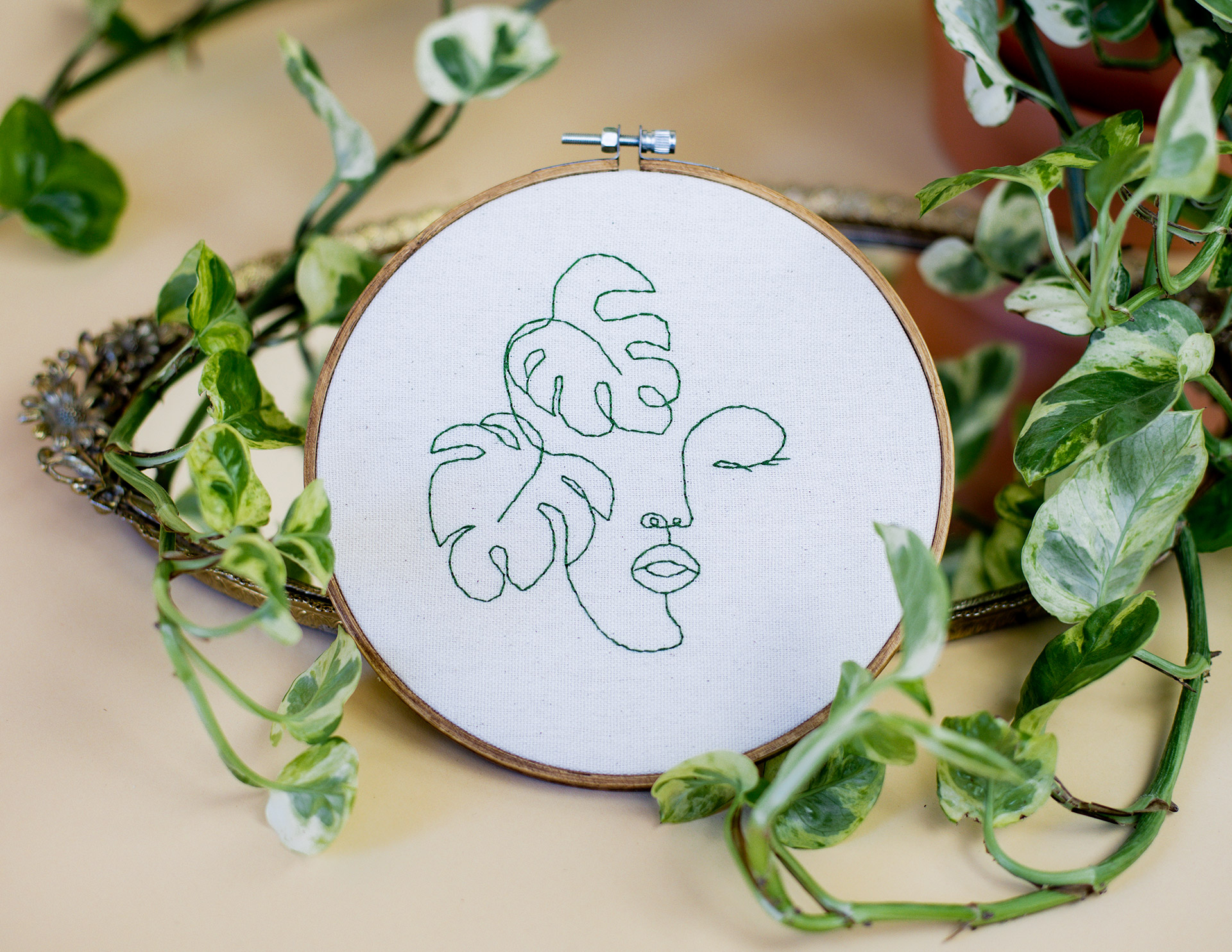 plant lady embroidery