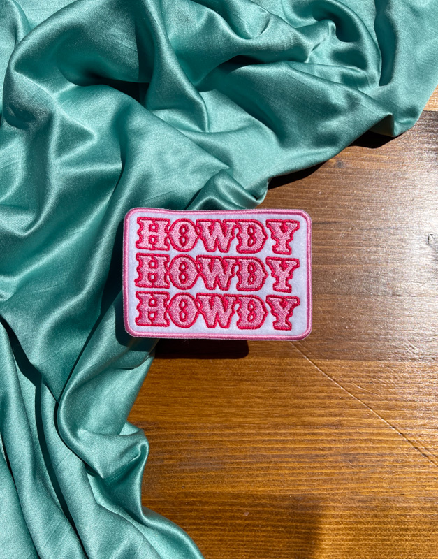 howdy howdy howdy cowgirl pink iron on patch neon cowgirl aesthetic patch