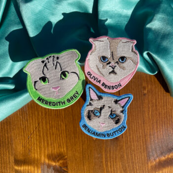 olivia benson, meredith grey, benjamin button taylor swift's cat iron on patch eras tour patches karma is a cat patch