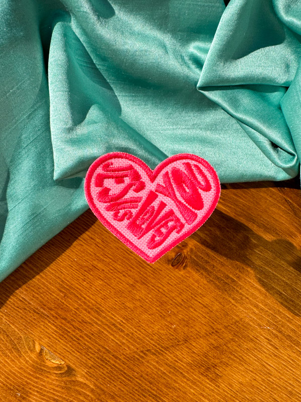Valentine's Day Christian Iron-on Patches | Jesus Loves You Patch | Gift for Her or Him | Christian Gift | Pink Heart Patches