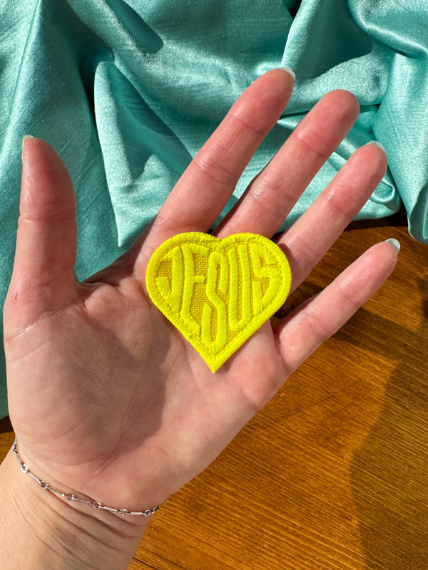 Christian Iron-on Patches | Bright Yellow Jesus Patch |Gift for Her or Him| Christian Gift | Yellow Heart Patches | Christian Girl Aesthetic