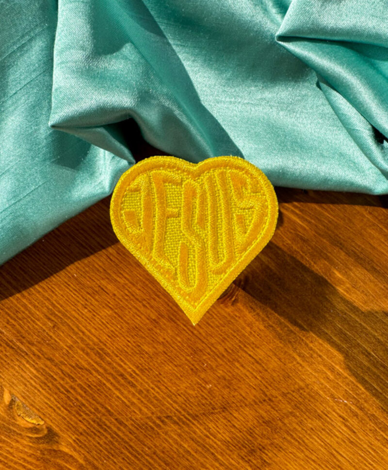 Christian Iron-on Patches | Saffron Yellow Jesus Patch |Gift for Her or Him| Christian Gift | Yellow Heart Patches |Christian Girl Aesthetic