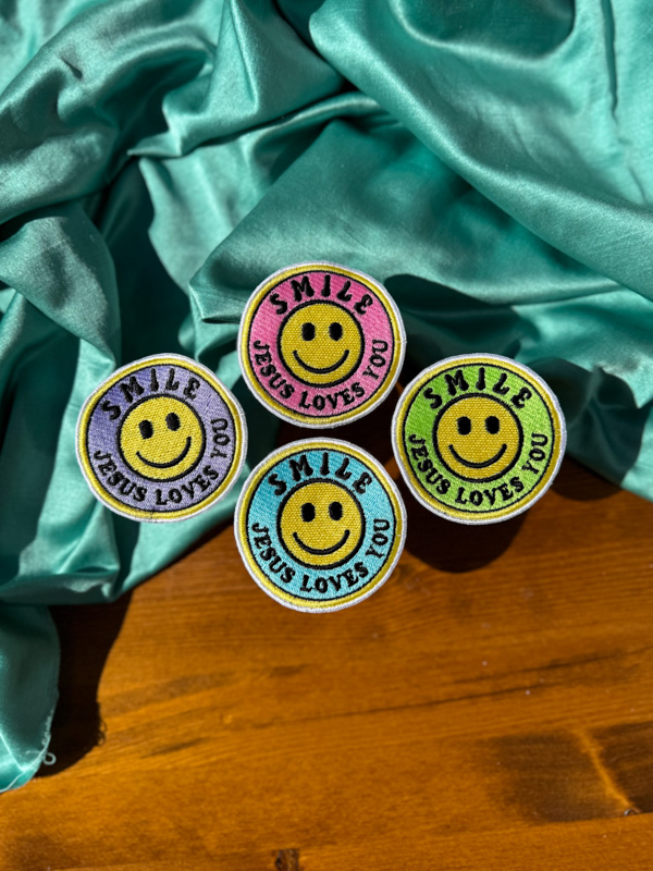Smile Jesus Loves You Happy Face Patch | Gift for Her or Him | Christian Gift | Encouraging Patch