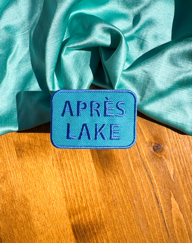 Apres Lake Iron-On Patch | Summer-themed Patch | Trucker Hat Bar Patches | Trendy Patches | Swimming Summer Patch | Wholesale Patches | Blue