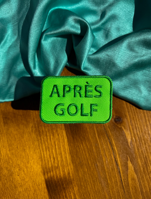 Apres Golf Iron-On Patch | Summer-themed Patch | Trucker Hat Bar Patches | Trendy Patches | Swimming Summer Patch | Wholesale Patches | green patch