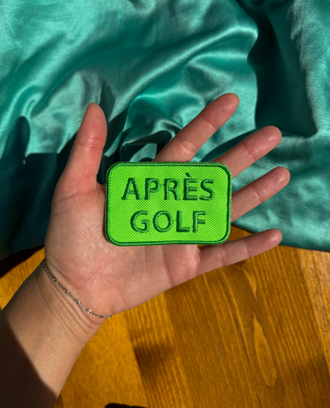 Apres Golf Iron-On Patch | Summer-themed Patch | Trucker Hat Bar Patches | Trendy Patches | Swimming Summer Patch | Wholesale Patches | green patch