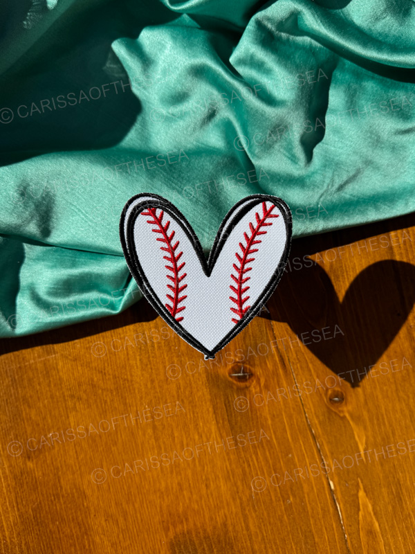 baseball heart iron on patch