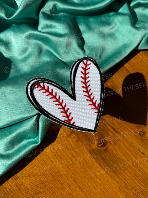 baseball heart iron on patch