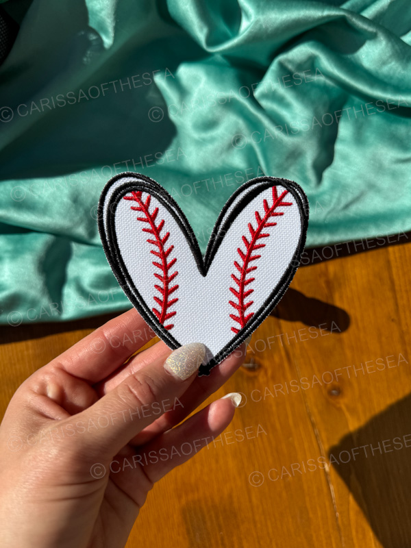 baseball heart iron on patch