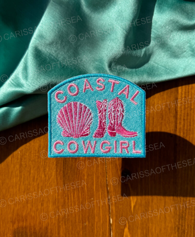 blue and pink coastal cowgirl patch