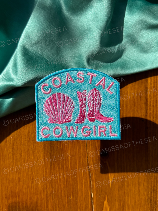 blue and pink coastal cowgirl patch