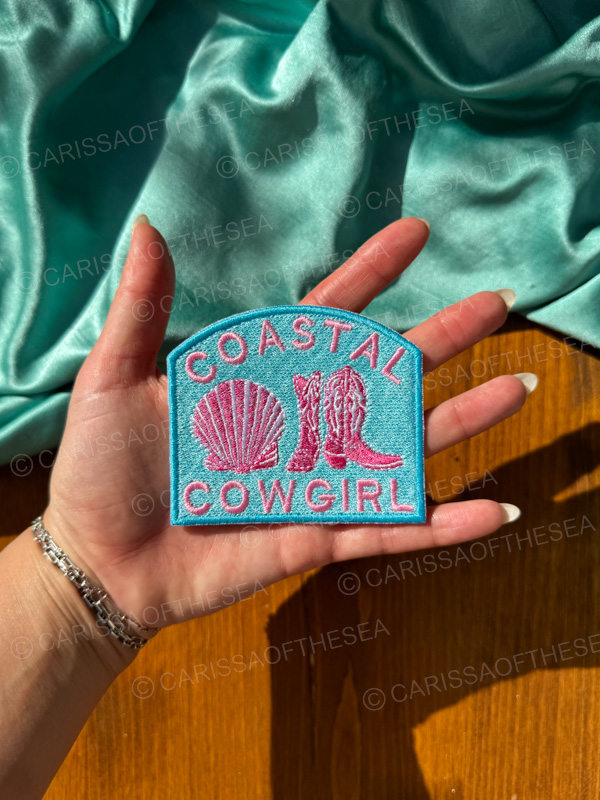 blue and pink coastal cowgirl patch