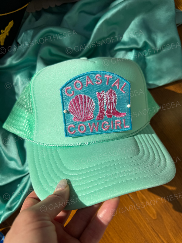 blue and pink coastal cowgirl patch