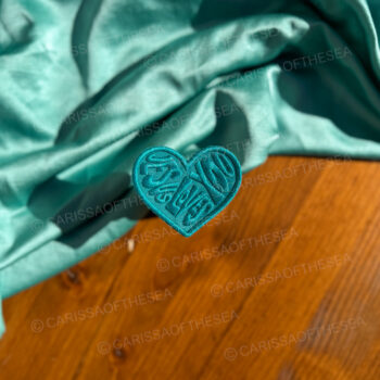 teal jesus loves you heart patch