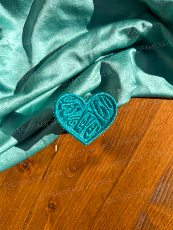 teal jesus loves you heart patch