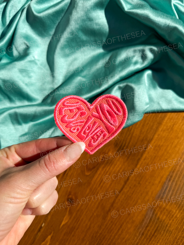 peach & hot pink jesus loves you iron on patch