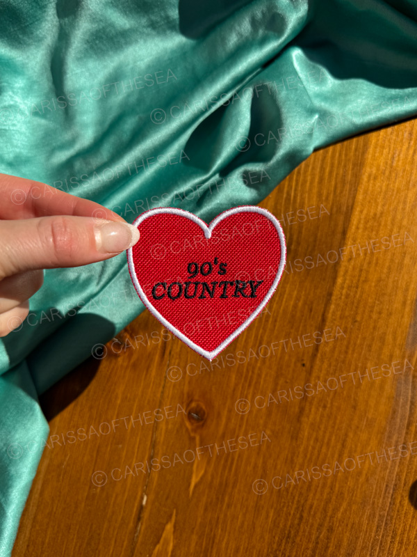 90's country heart iron on patch
