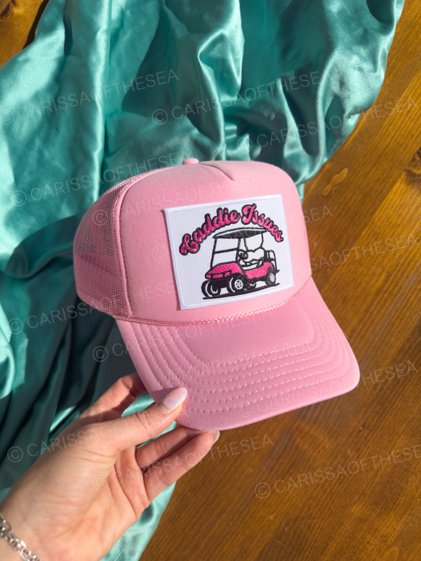 caddie issues pink golf cart trucker hat