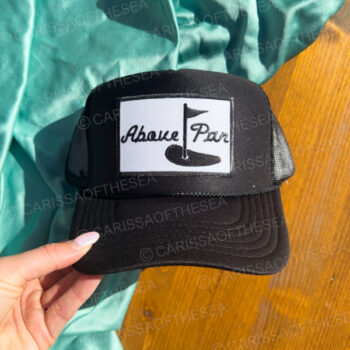 above par black trucker hat