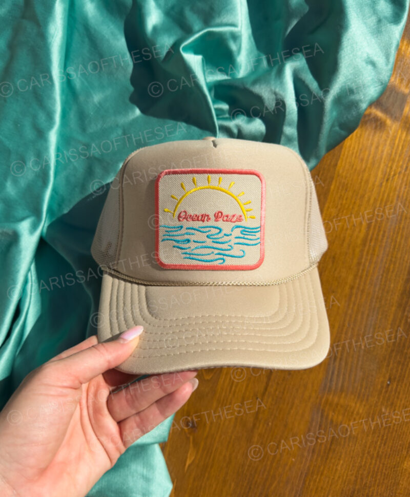 ocean daze sun patch tan trucker hat