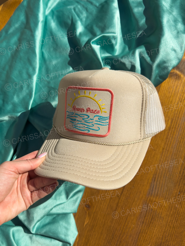 ocean daze sun patch tan trucker hat