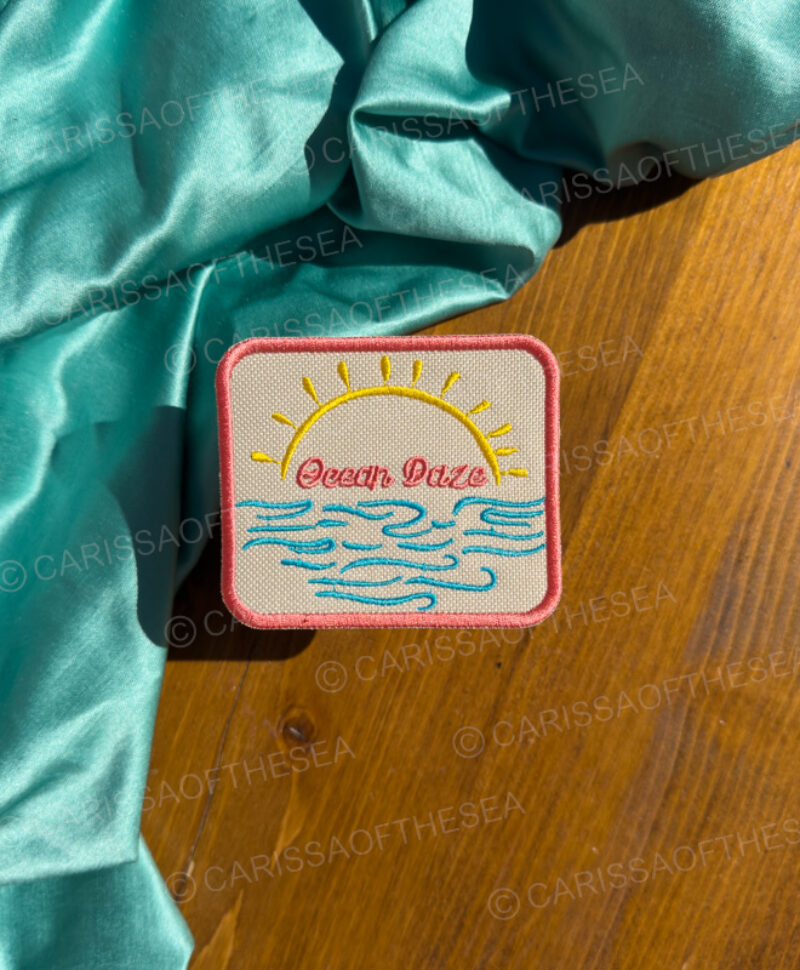 ocean daze cream iron on patch