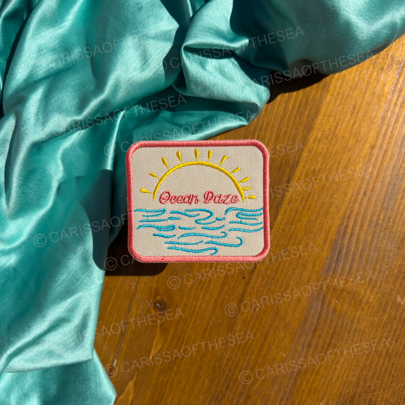 ocean daze cream iron on patch