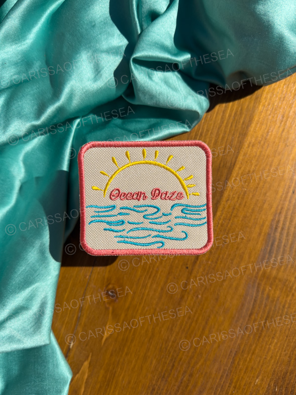 ocean daze cream iron on patch