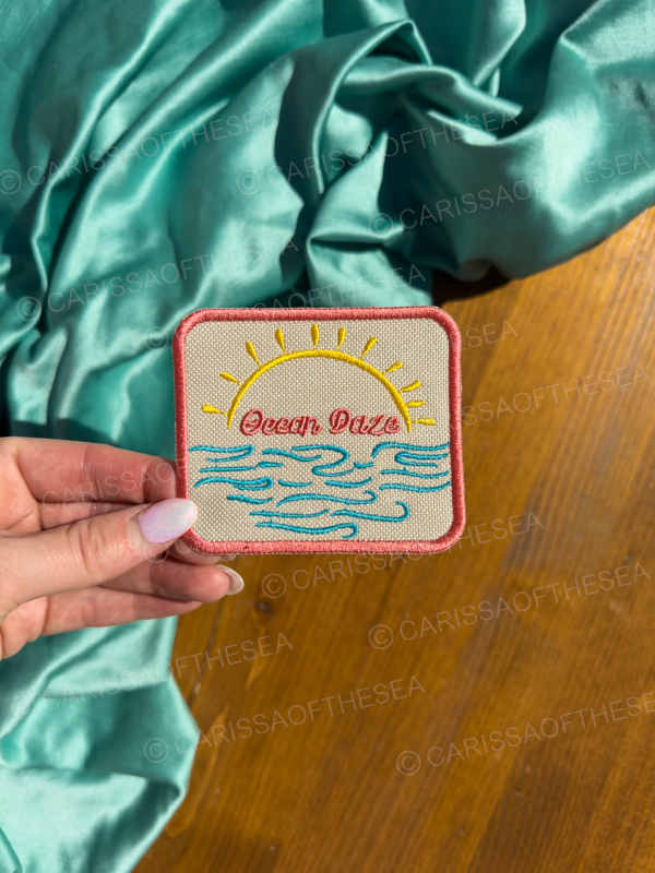 ocean daze cream iron on patch