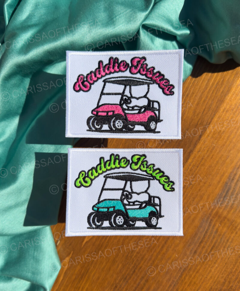 caddie issues golf cart iron on patch