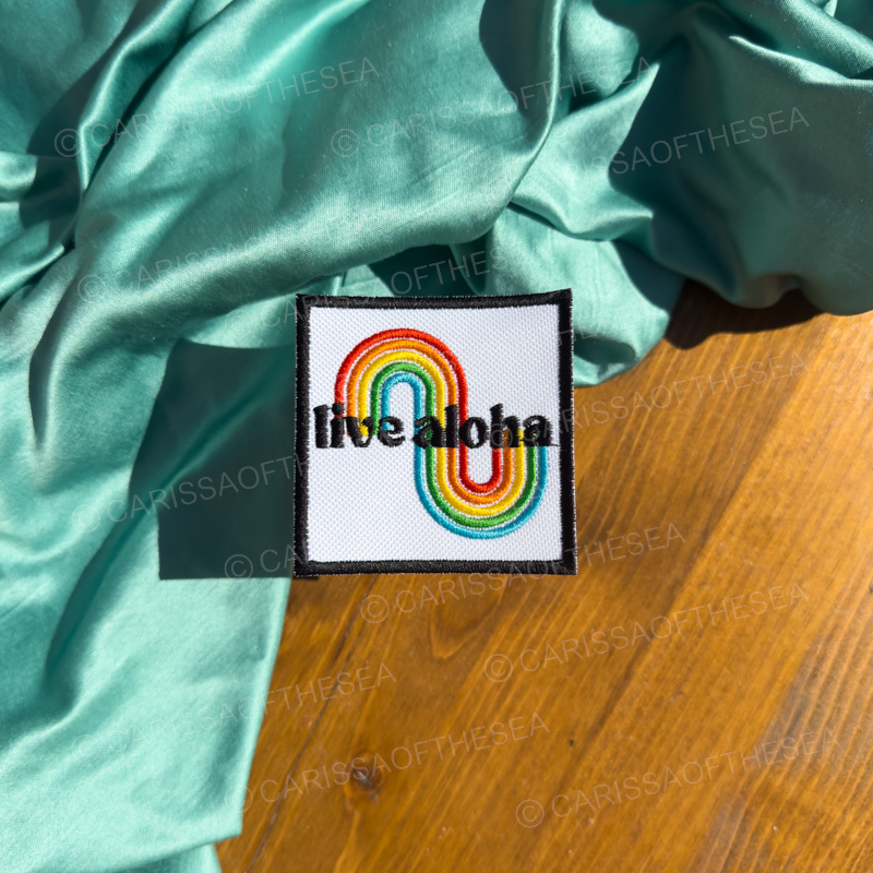 live aloha rainbow iron on patch
