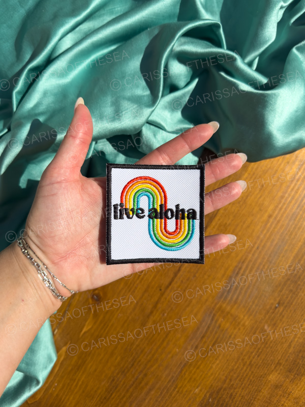 live aloha rainbow iron on patch