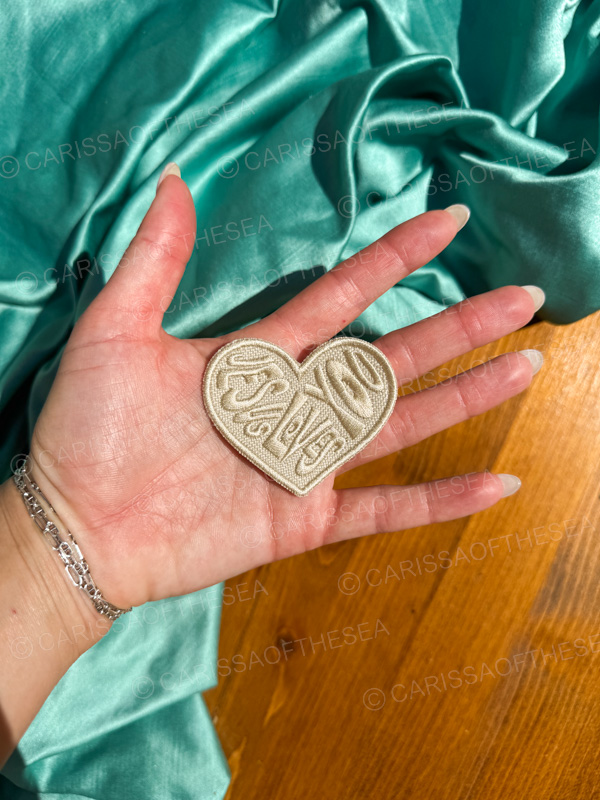 Light Cream Jesus Loves You Heart Patch