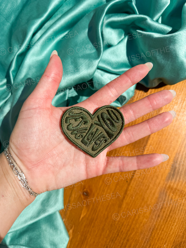 Army Green Jesus Loves You Heart Patch