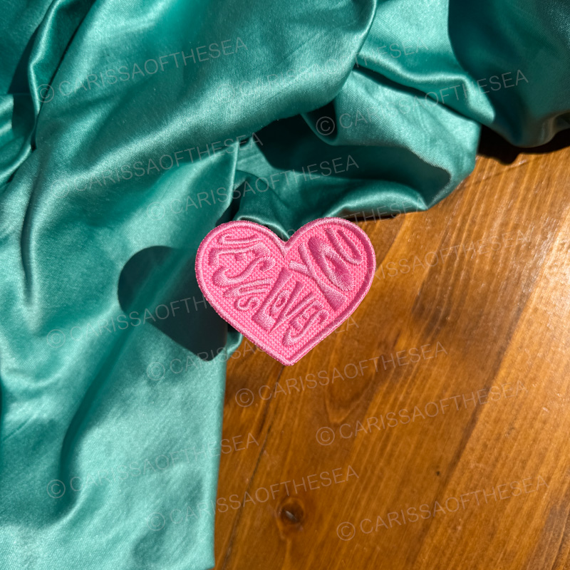 bubble gum pink jesus loves you heart patch