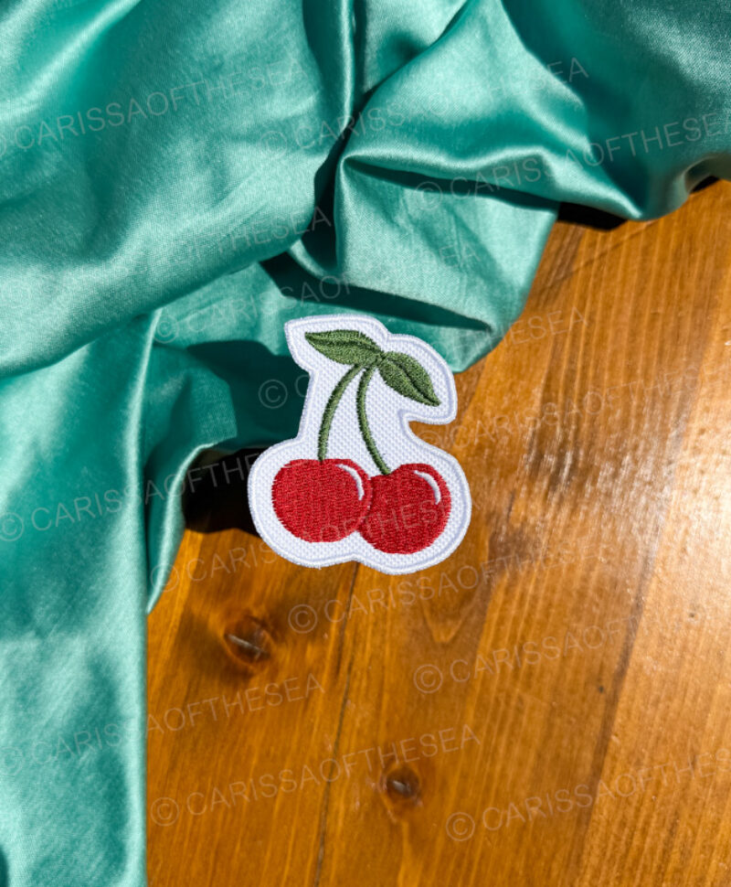 cherries iron on patch