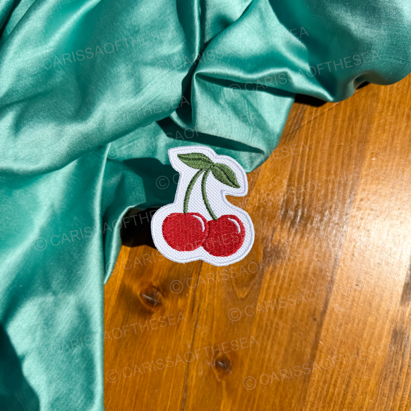 cherries iron on patch