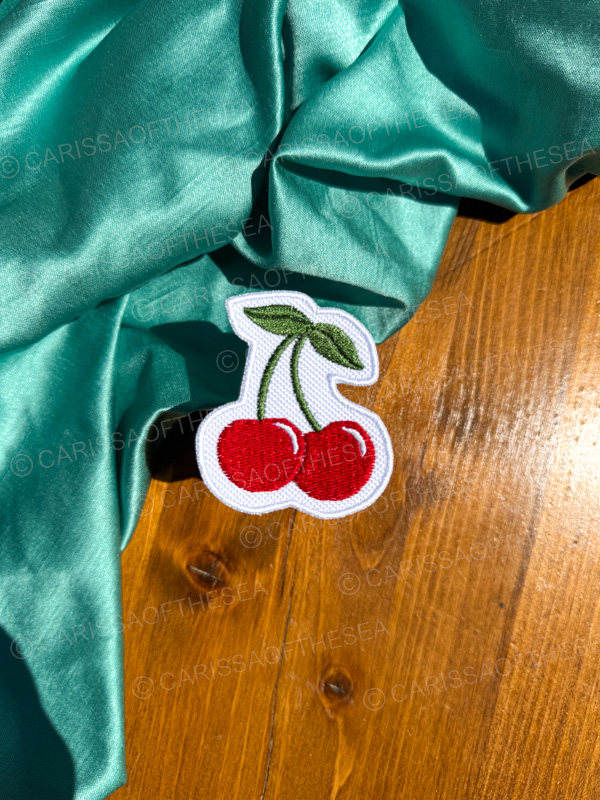 cherries iron on patch