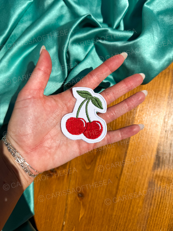 cherries iron on patch