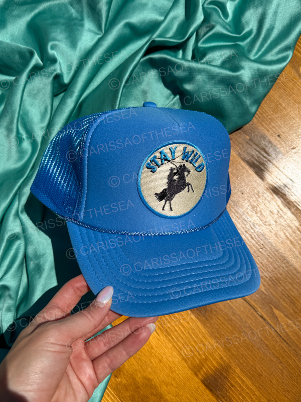 stay wild horse blue trucker hat