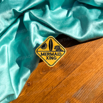 mermaid crossing yield sign iron on patch