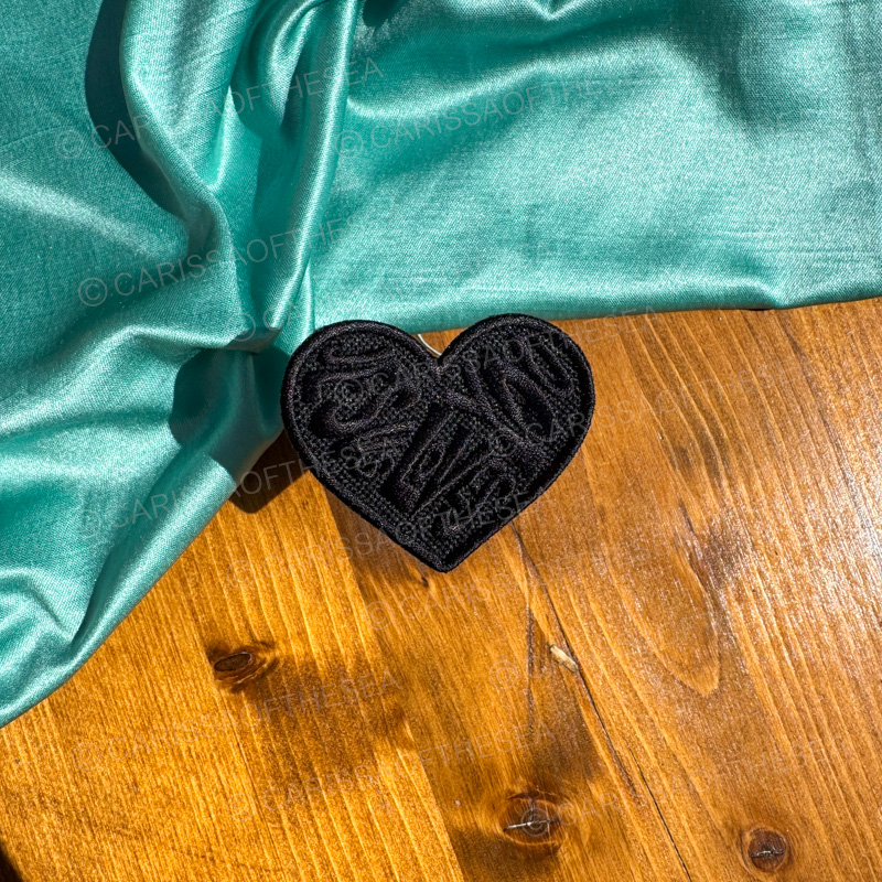 black jesus loves you heart iron on patch