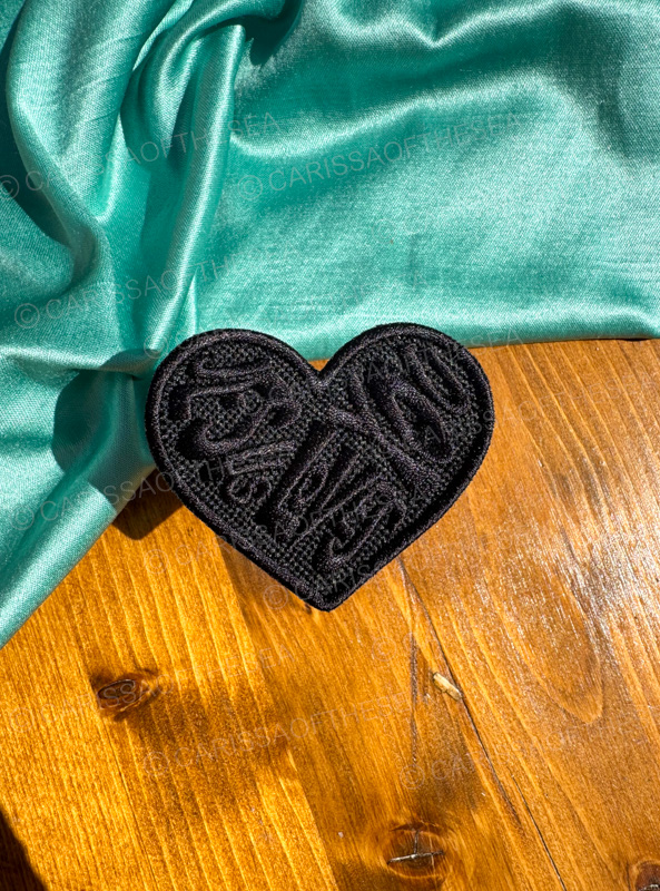 black jesus loves you heart iron on patch