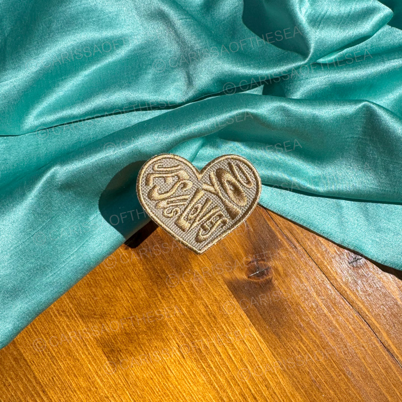 tan jesus loves you heart iron-on patch