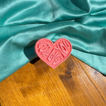 peach jesus loves you heart iron on patch