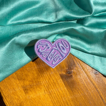 purple jesus loves you heart patch