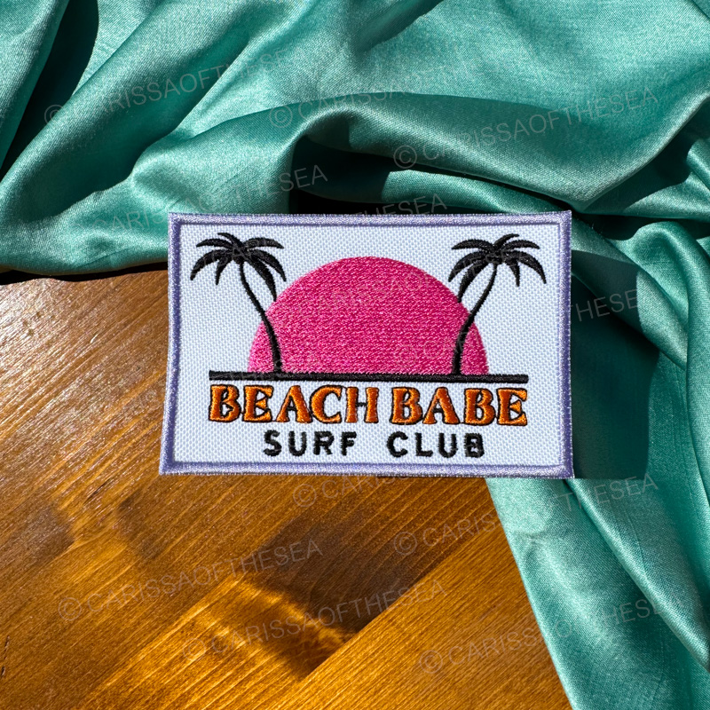 beach babe surf club iron on patch