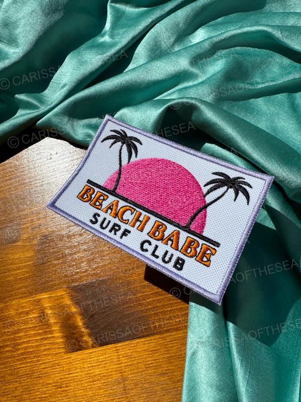 beach babe surf club iron on patch