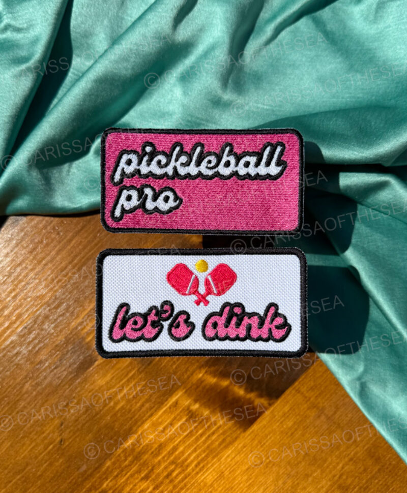 pink pickleball pro let's dink patches