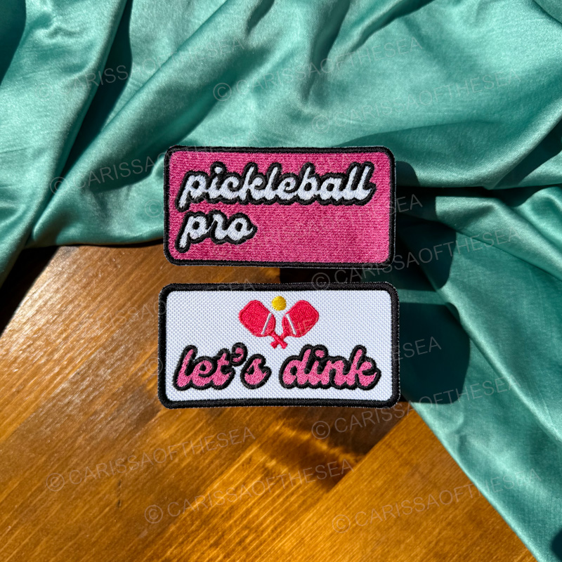 pink pickleball pro let's dink patches